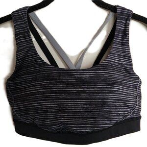 LULULEMON STRIPED STRAPPY SPORTS YOGA RACER WORKOUT RUNNING BRA REMOVABLE CUPS 8